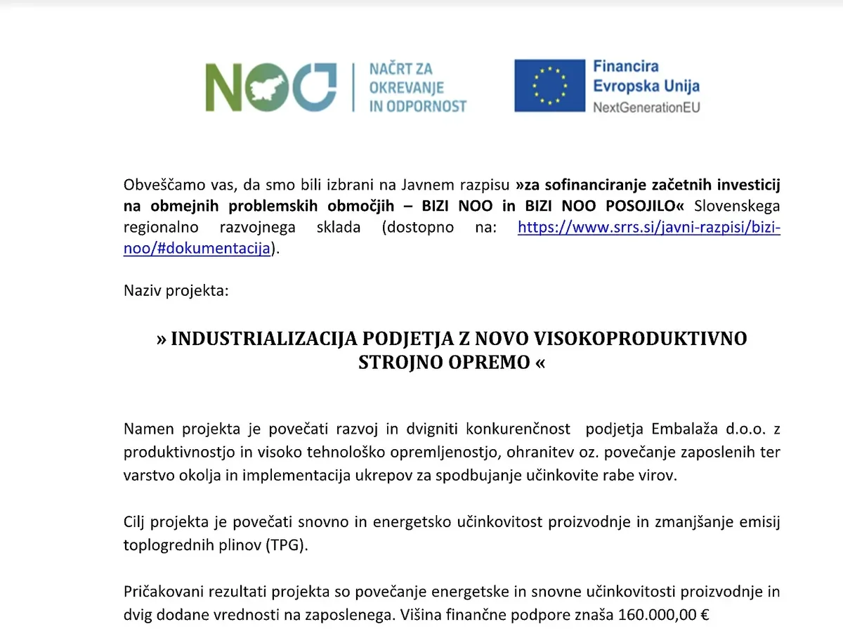 Obvestilo BIZI NOO, stran 1